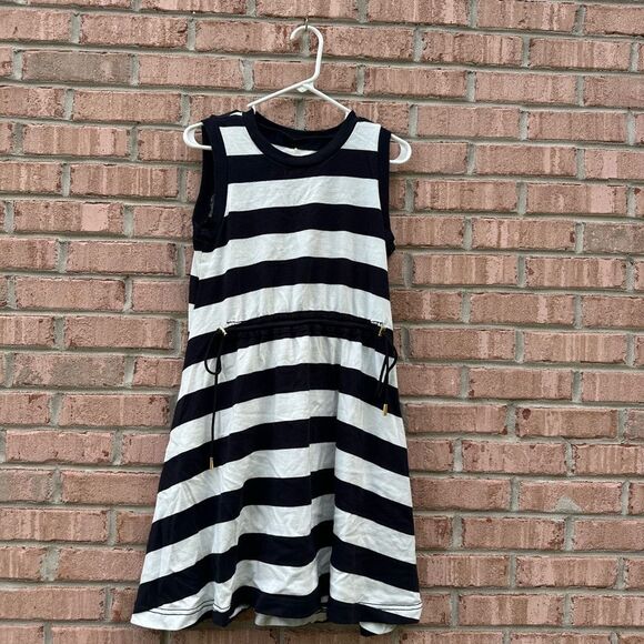 Striped Black and White Kids Dress - Picture 1 of 7